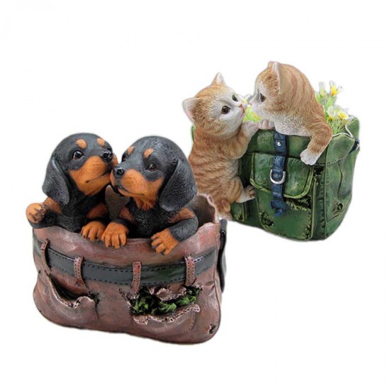 Resin Dog/Cat Planter 2/A  3.5x20.5x23/23.5x22x22.5cm