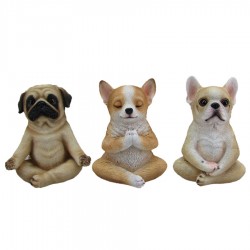 Resin Yoga Dog Statue 3/A 14x10.5x16.2/12.2x10x16.7/12x9.5x17cm