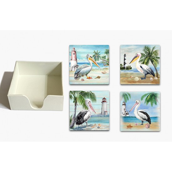 Ceramic Coaster in Box -Birds 11.2x11.2x4.2cm