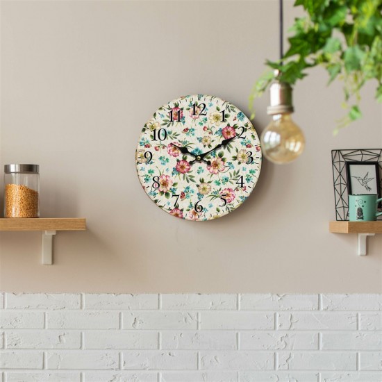 34cm 4/A MDF Pastel Floral Wall Clock