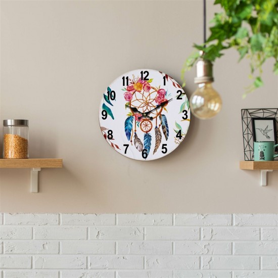 34cm 4/A MDF Pastel Floral Wall Clock