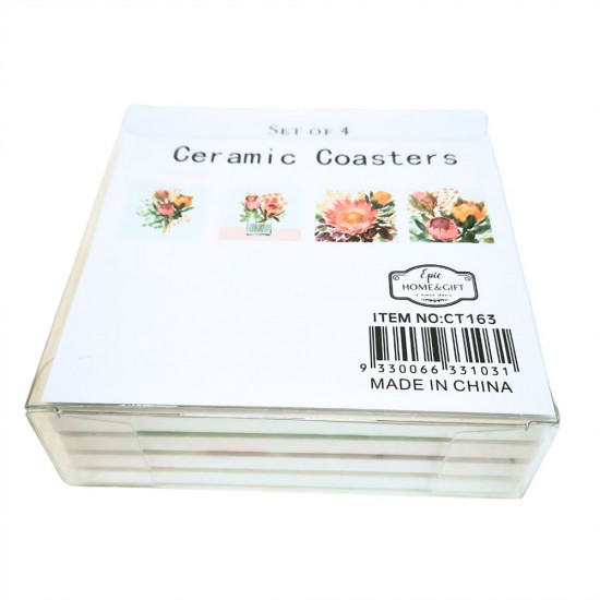 Ceramic Square Coaster in PVC Box-Flower 10x10x3.5cm