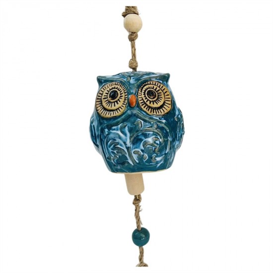 Blue Ceramic Owl Wind Chime 10.1x9.4x10.4cm