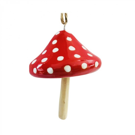 Red Ceramic Marshroom Wind Chime 7x7x11cm