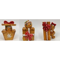 Resin X'mas Gingerbread 3/A 8x5x11/7.5x5.5x11.5/8.5x5x11.5cm