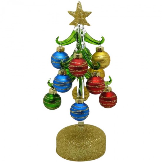 Glass X'mas Tree with Décor Balls 25cm