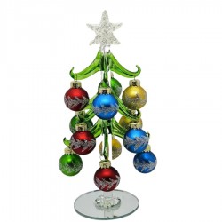 Glass X'mas Tree with Décor Balls 25cm