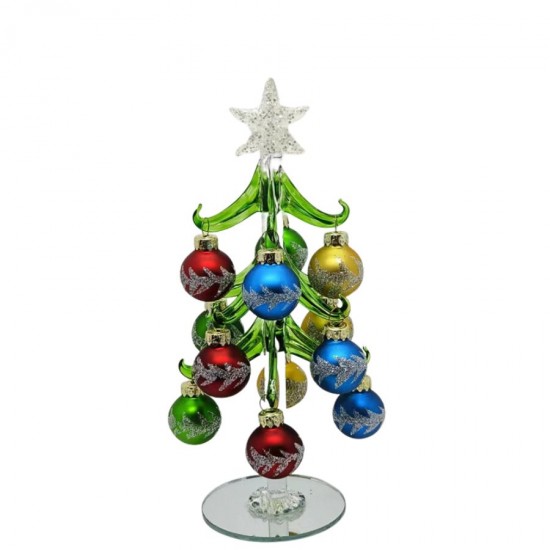 Glass X'mas Tree with Décor Balls 20cm