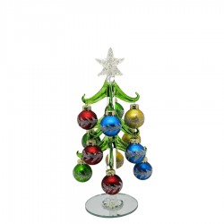 Glass X'mas Tree with Décor Balls 15cm