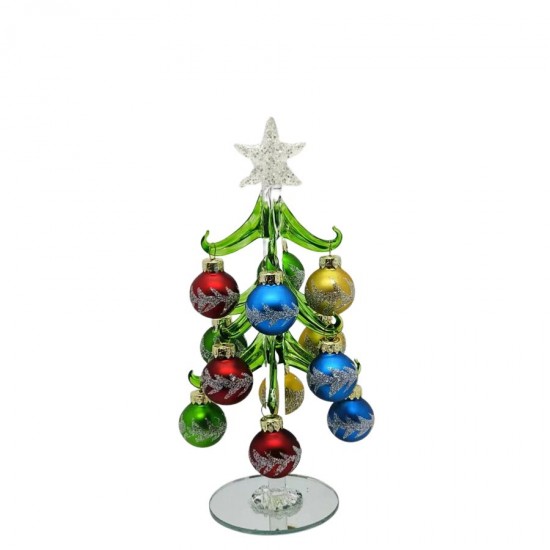 Glass X'mas Tree with Décor Balls 15cm