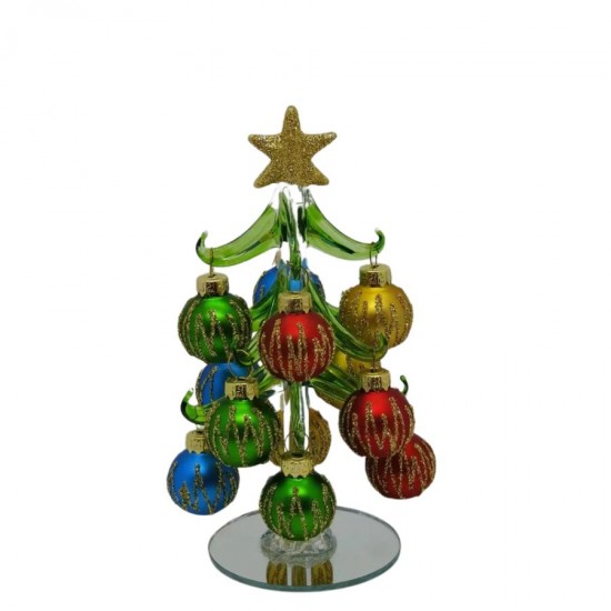 Glass X'mas Tree with Décor Balls 20cm