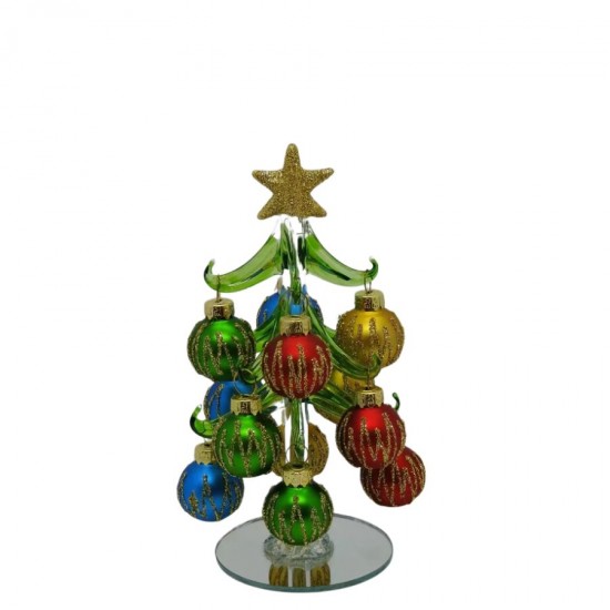 Glass X'mas Tree with Décor Balls 15cm