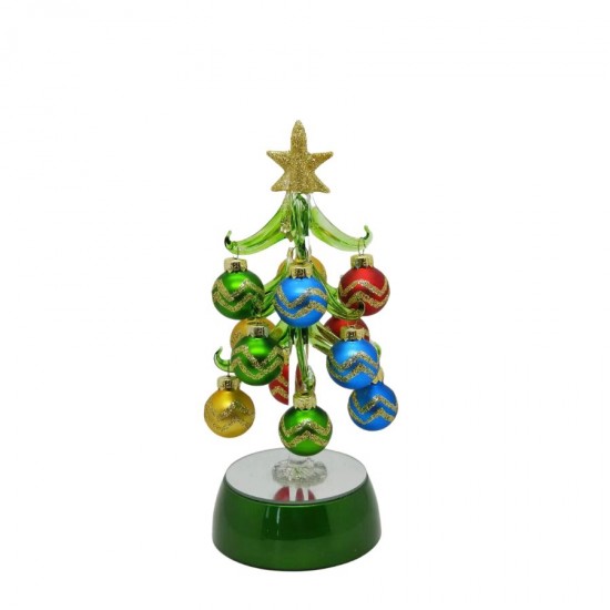 Glass X'mas Tree with Décor Balls 15cm