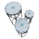 Mosic Metal Flower Pot Stand S/3 30x71cm/25x59cm/20x49cm