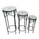 Mosic Metal Flower Pot Stand S/3 30x71cm/25x59cm/20x49cm