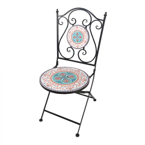 *Mosaic Metal Out Door Table with 2 Chairs 60x71cm/39x50x92.5cm/39x50x92.5cm