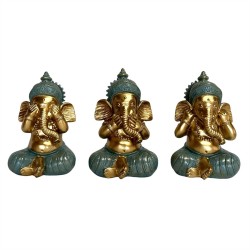 3/A Resin Ganesh See/Hear/Speak No Evil 11.3x11x16.5cm