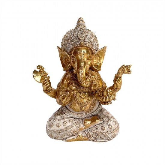 Resin Sitting Ganesh 16x12x18cm