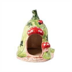 Ceramic Floral Bird House 14x13x16cm