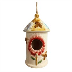 Ceramic Hanging Bird House 11.5x11.5x22.5cm