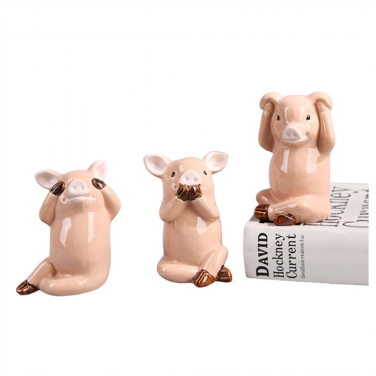 3/A Ceramic Pig- See/Hear/Speak No Evil 7.5x7x11.5cm