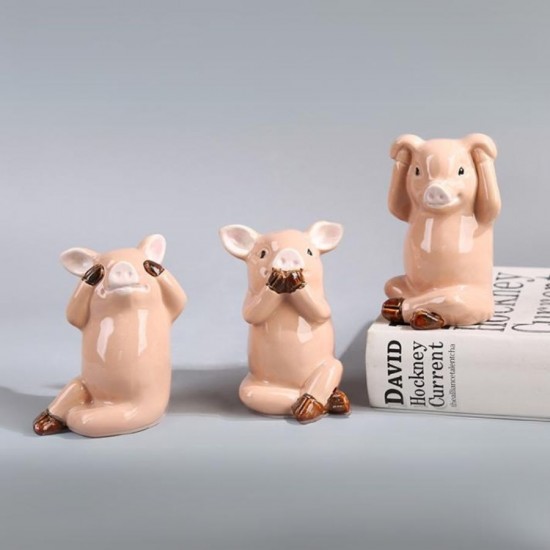 3/A Ceramic Pig- See/Hear/Speak No Evil 7.5x7x11.5cm